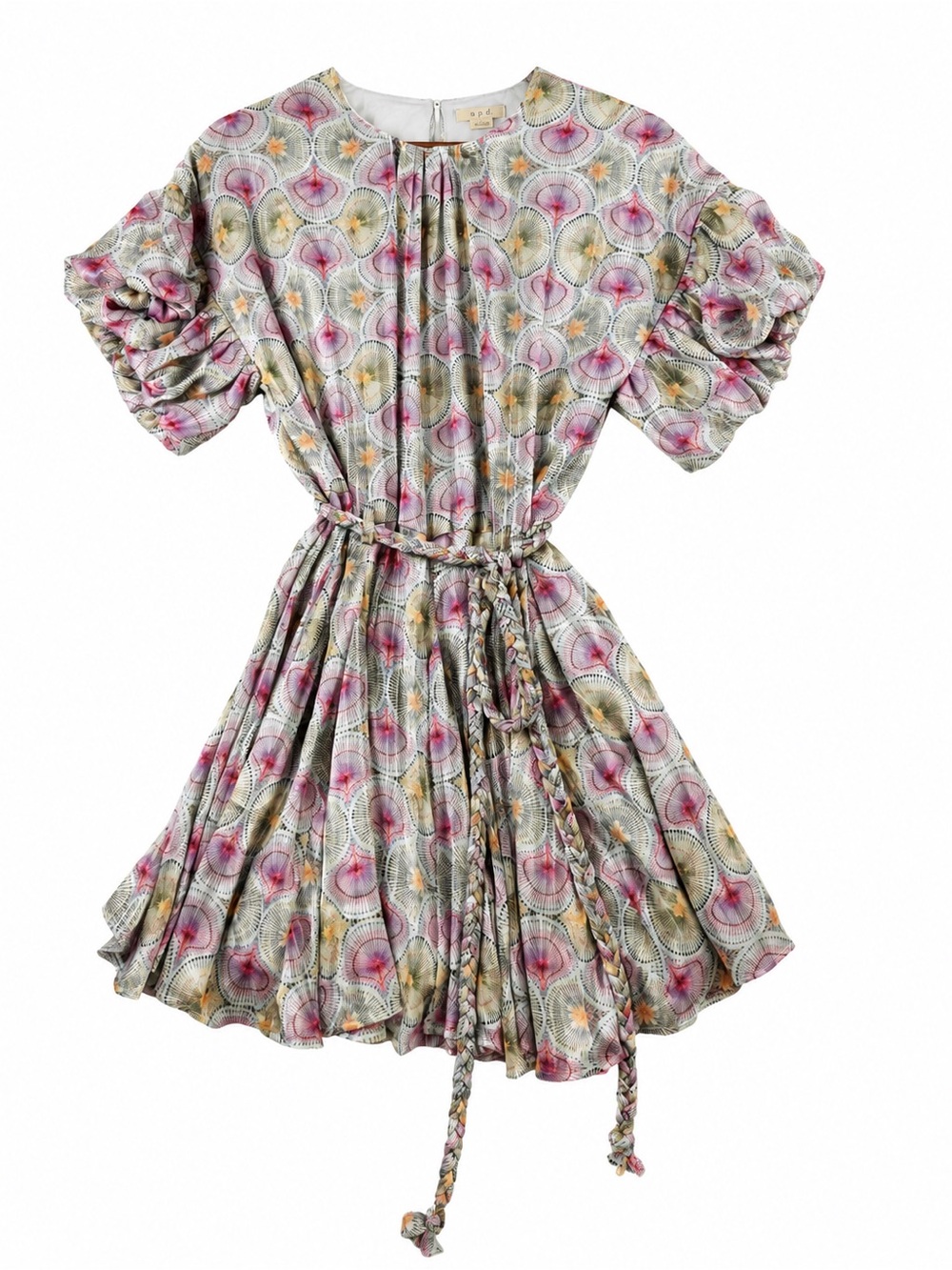 NWT Cottagecore Floral Babydoll‎ Dress Size L| Pink Belted Boho Mini Dress